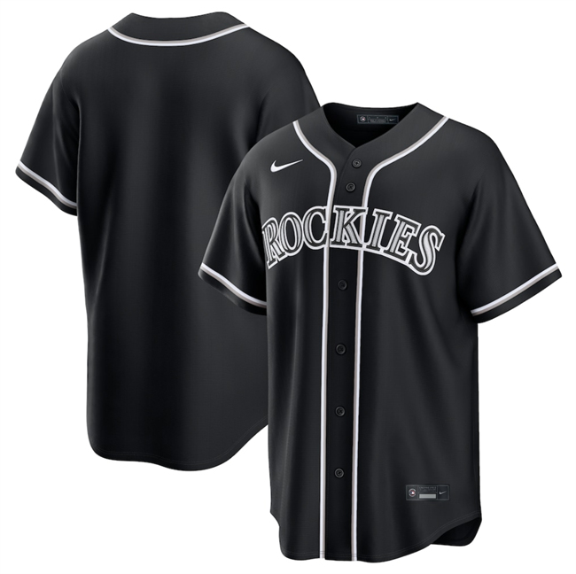 Men's Colorado Rockies Blank 2026 Fashion Replica Black Out Stitched Baseball Jersey